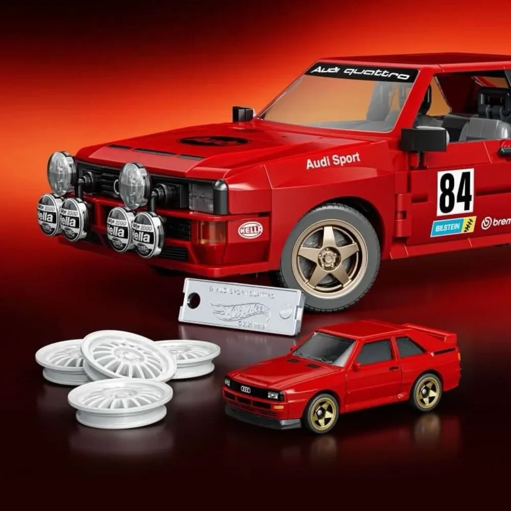 Mattel Brick Shop Hot Wheels '84 Audi Sport Quattro 864pc Set 10+ Metal Parts